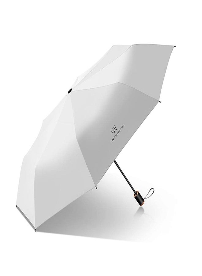 Ameedarshan 3 Fold UV Sunshade & Rain Block Folding Umbrella, Pocket Fashion Outdoor Double Layer Umbrella with Cover, Perfect Umbrella for Men & Women,8-Ribs, (White) - Image 1